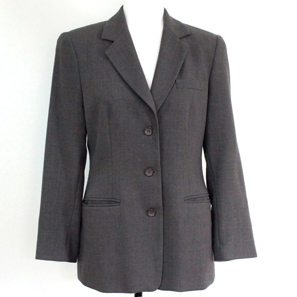Vintage Grey Wool Blazer, FEMME DE CARRIERE Woolmark Single Breasted - Picture 1 of 6